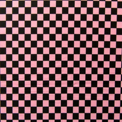 Checkerboard Print on Poly Spandex Fabric (Pink/Black) | (4 Way Stretch/Per Yard)