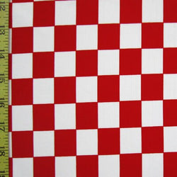 Checkerboard Print (1x1) on Nylon Spandex Fabric (Red/White) | (4 Way Stretch/Per Yard)