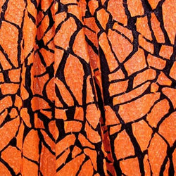 Metallic Foil Abstract Print on Black Poly Spandex Fabric (Neon Orange/Black) | (4 Way Stretch/Per Yard)