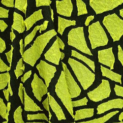 Abstract Print on Black Poly Spandex Fabric (Lime Yellow/Black) | (4 Way Stretch/Per Yard)