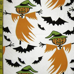 Scarecrow with Bat Print on Poly Spandex Fabric (4 Way Stretch/Per Yard)