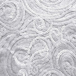 Paisley Sequins on Poly Mesh Fabric (White/White) | (Non Stretch/Per Yard)