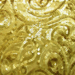 Paisley Sequins on Poly Mesh Fabric (Gold/Gold) | (Non Stretch/Per Yard)