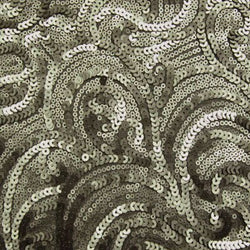 Paisley Sequins on Poly Mesh Fabric (Light Gunmetal/Light Gunmetal) | (Non Stretch/Per Yard)