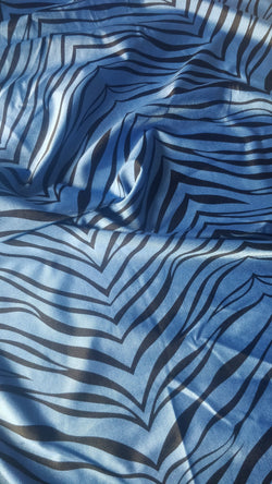 Exotic Zebra Print on Nylon Spandex Fabric (Royal Blue) | (4 Way Stretch/Per Yard)