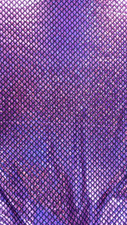 Purple & Black Mermaid Fish Scale on Hologram Foil Spandex w/ Dots Fabric | (4 Way Stretch/Per Yard)