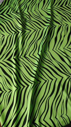 Exotic Zebra Print on Nylon Spandex Fabric (Lime Green) | (4 Way Stretch/Per Yard)