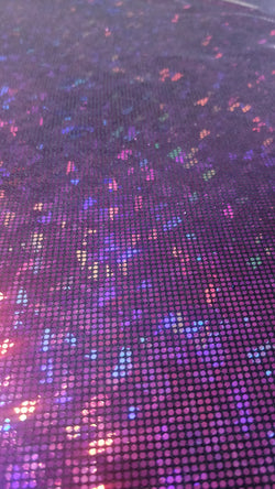 Purple & Black Shattered Glass w/ Holographic Foil Spandex Fabric | (4 Way Stretch/Per Yard)