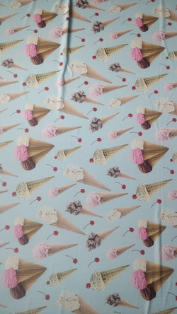 Ice Cream Print on Poly Spandex Fabric | (4 Way Stretch/Per Yard)