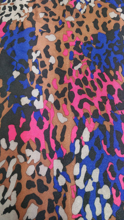 Leopard Print on Poly Spandex Fabric | (4 Way Stretch/Per Yard)