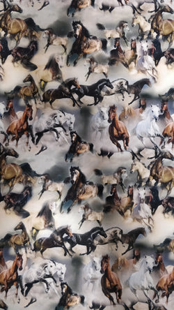 Horse Print on Poly Spandex Fabric | (4 Way Stretch/Per Yard)