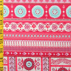 The Multi-Pattern Print on Soft Nylon Spandex Fabric (Pink) | (4 Way Stretch/Per Yard)