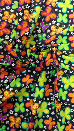 Butterfly Print on Nylon Spandex Fabric | (4 Way Stretch/Per Yard)