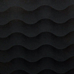 Waves with Black Foil on Black Poly Spandex Fabric | (4 Way Stretch/Per Yard)