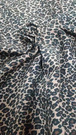 Leopard Print on Cotton Terrycloth Fabric | (2 Way Stretch/Per Yard)