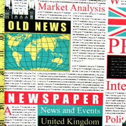 Newspaper Print on Poly Spandex Fabric | (4 Way Stretch/Per Yard)