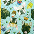 Pugs and Cupcakes Printed on Poly Spandex Fabric (Sky Blue) | (4 Way Stretch/Per Yard)