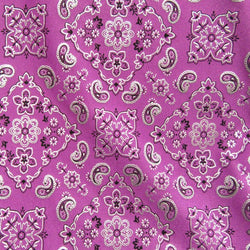 Paisley Printed with Foil on Poly Spandex Fabric (Silver/Violet) | (4 Way Stretch/Per Yard)