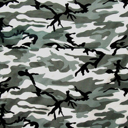 Camouflage Printed on Poly Spandex Fabric (Silver/Gray) | (4 Way Stretch/Per Yard)