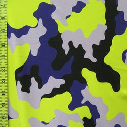 Camouflage with Shiny Finish Printed on Poly Spandex Fabric | (4 Way Stretch/Per Yard)