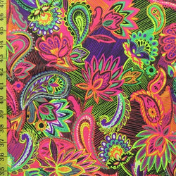 Paisley Printed on Nylon Spandex Fabric | (4 Way Stretch/Per Yard)