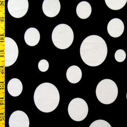 Assorted Dots Print on Poly Spandex Fabric (White/Black) | (4 Way Stretch/Per Yard)