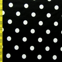 Classic Polka Dot Print on Poly Spandex Fabric (White/Black) | (4 Way Stretch/Per Yard)