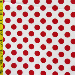 Polka Dot Print on Nylon Spandex Fabric (Red/White) | (2 Way Stretch/Per Yard)