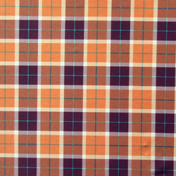 Colorful Plaid Print on Poly Spandex Fabric (Orange/Coffee) | (4 Way Stretch/Per Yard)