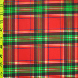 Christmas Color Plaid Print on Poly Spandex Fabric | (4 Way Stretch/Per Yard)