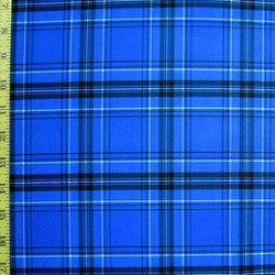 Classic Plaid Print on Poly Spandex Fabric (Blue) | (4 Way Stretch/Per Yard)