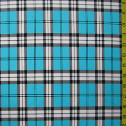 Designer Plaid Print on Nylon Spandex Fabric (Turquoise) | (4 Way Stretch/Per Yard)