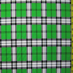 Designer Plaid Print on Nylon Spandex Fabric (Green) | (4 Way Stretch/Per Yard)