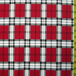 Designer Plaid Print on Nylon Spandex Fabric (Red) | (4 Way Stretch/Per Yard)