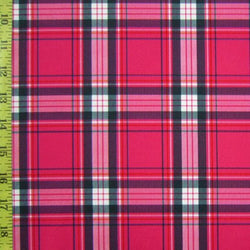 Colorful Plaid Print on Poly Spandex Fabric (Red/Pink) | (4 Way Stretch/Per Yard)