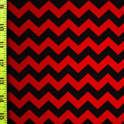 Chevron Print on Poly Spandex Fabric (Red/Black) | (4 Way Stretch/Per Yard)