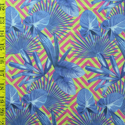 Trippy Leaves Print on Poly Spandex Fabric | (4 Way Stretch/Per Yard)