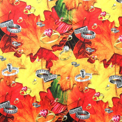 Autumn Leaves Print on Poly Spandex Fabric | (4 Way Stretch/Per Yard)