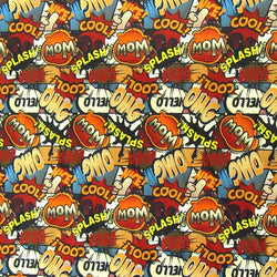 Comic Style Speech Bubble Print on Poly Spandex Fabric | (4 Way Stretch/Per Yard)