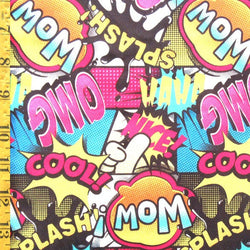 Comic Style Speech Bubble Print on Poly Spandex Fabric | (4 Way Stretch/Per Yard)