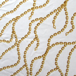 Rope Chain Print on Poly Spandex Fabric (Gold/White) | (4 Way Stretch/Per Yard)