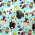 Pugs and Cupcakes Printed on Poly Spandex Fabric (Sky Blue) | (4 Way Stretch/Per Yard)