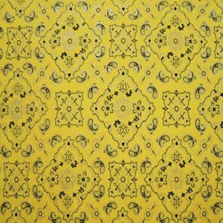 Paisley Printed with Foil on Poly Spandex Fabric (Silver/Yellow) | (4 Way Stretch/Per Yard)