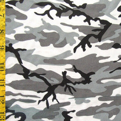 Camouflage Printed on Poly Spandex Fabric (Silver/Gray) | (4 Way Stretch/Per Yard)