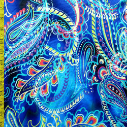 Paisley Printed on Poly Spandex Fabric | (4 Way Stretch/Per Yard)