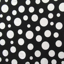 Assorted Dots Print on Poly Spandex Fabric (White/Black) | (4 Way Stretch/Per Yard)