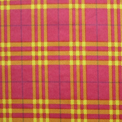 Designer Plaid Print on Poly Spandex Fabric (Pink/Yellow) | (4 Way Stretch/Per Yard)