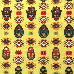 African Mask Print on Poly Spandex Fabric | (4 Way Stretch/Per Yard)