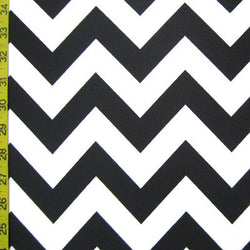 Two Inch Chevron Print on Nylon Spandex Fabric (White/Black) | (4 Way Stretch/Per Yard)