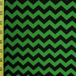 Chevron Print on Poly Spandex Fabric (Green/Black) | (4 Way Stretch/Per Yard)